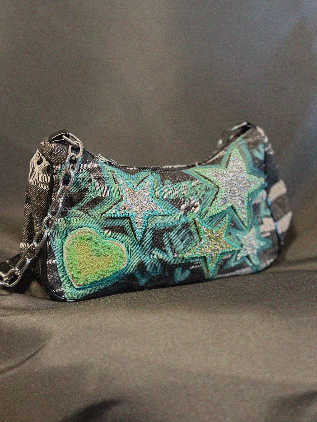 Good Energy Bag back view — Skinner & Vale upcycled denim jacket