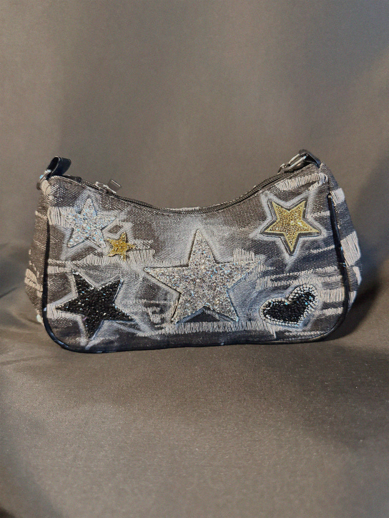 Good Mood Bag front view — Skinner & Vale upcycled denim jacket