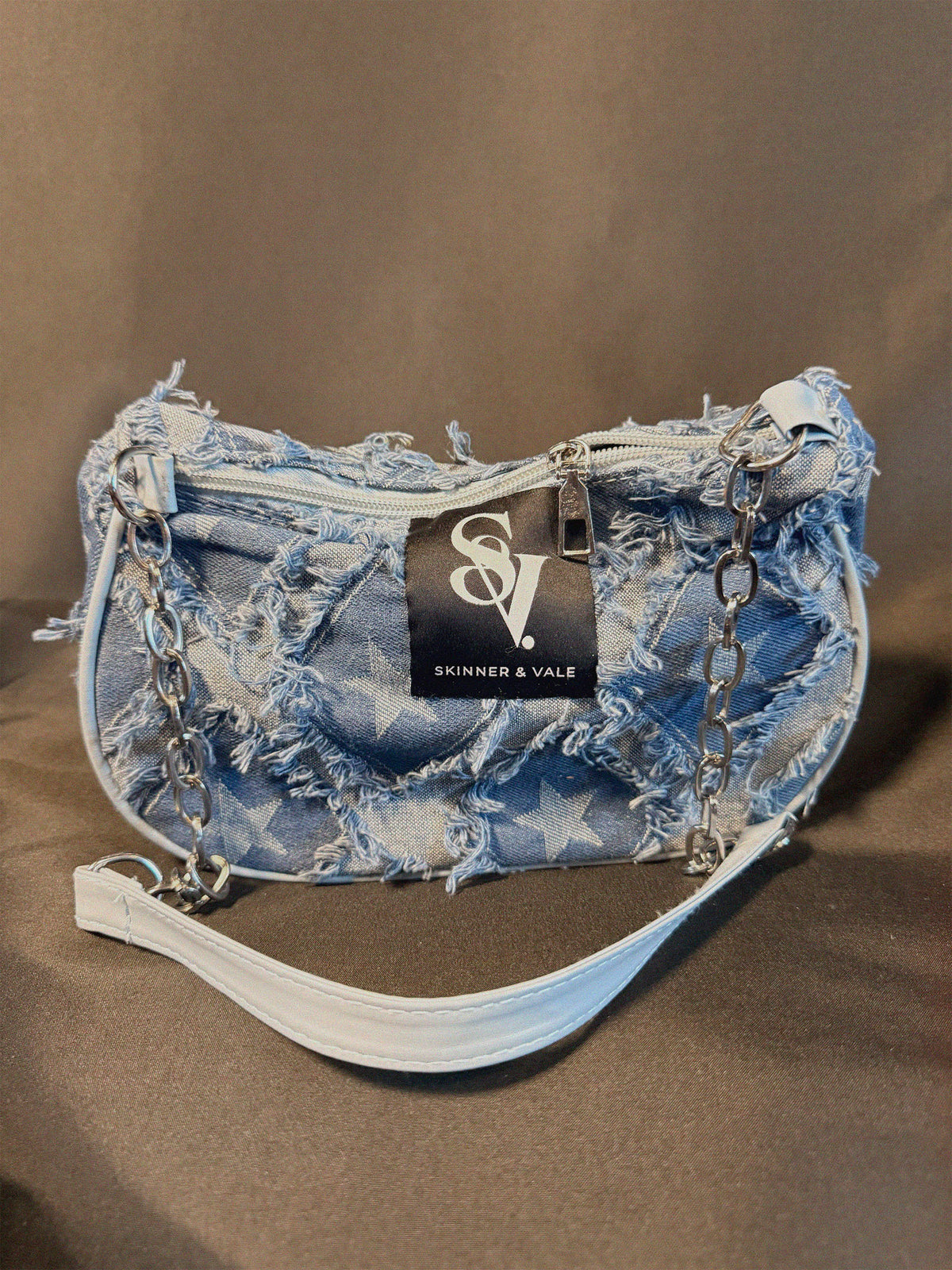 Good Vibes Bag back view — Skinner & Vale upcycled denim jacket