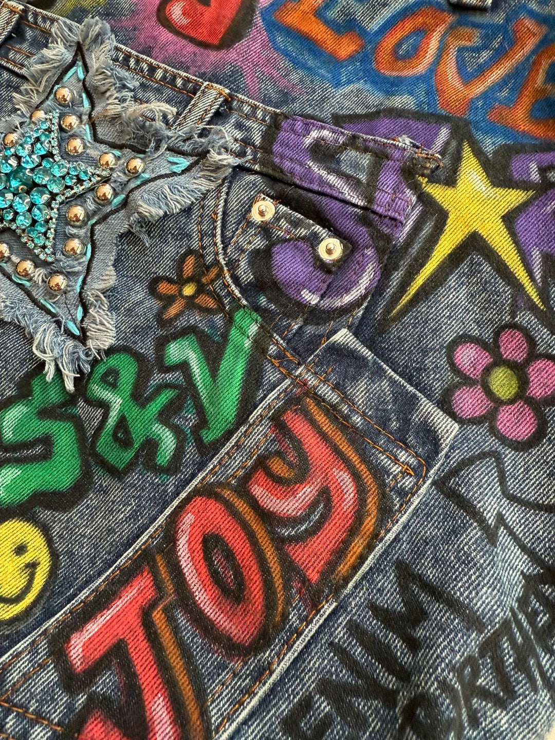 Graffiti Star Denim Tote Bag