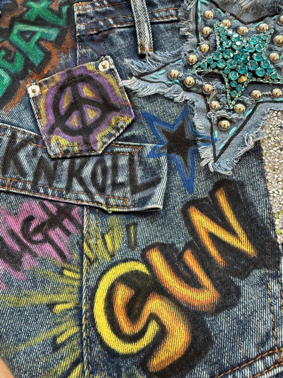 Graffiti Star Denim Tote Bag