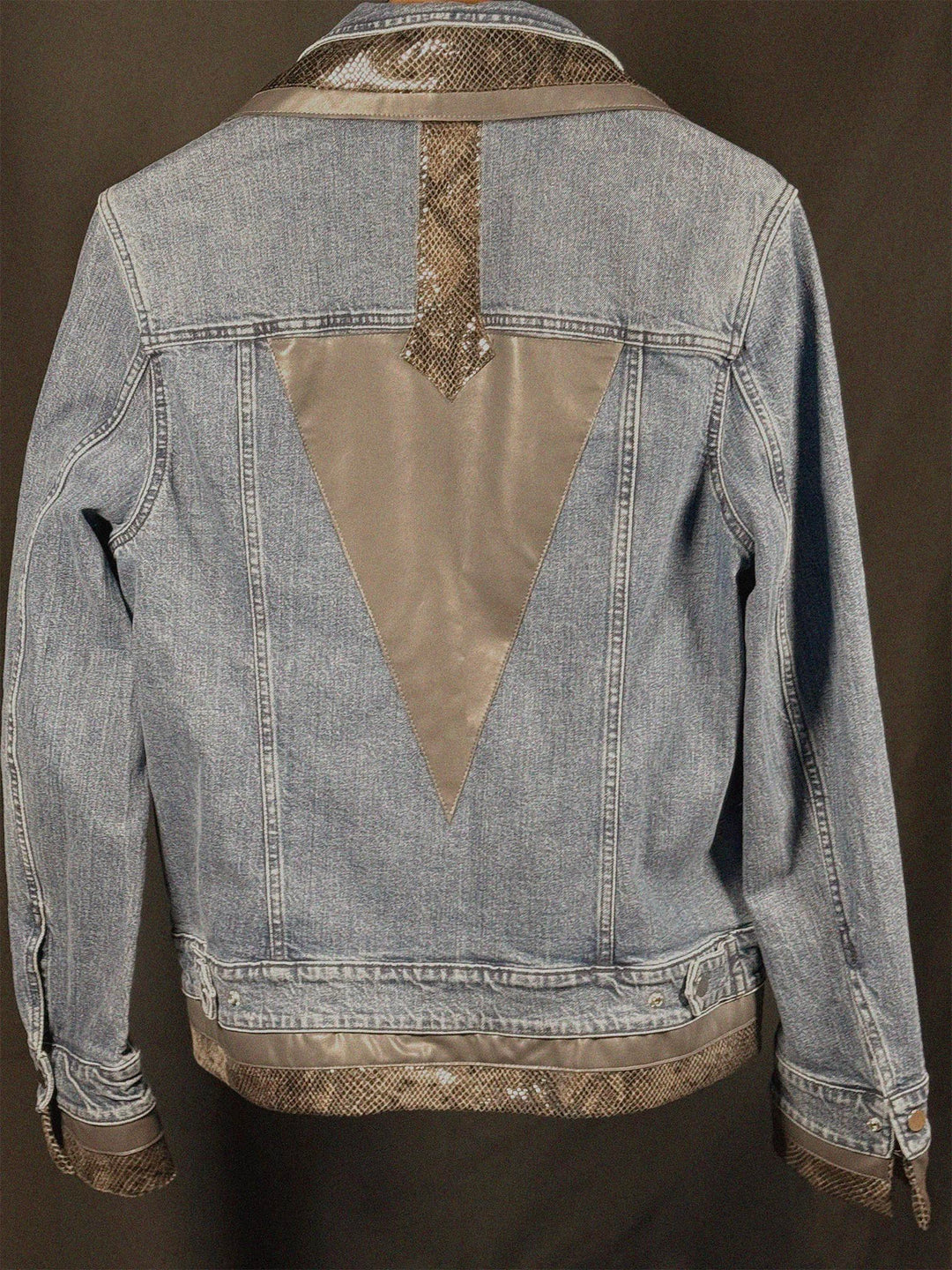Grey Snake Dark Blue Denim Mens Jacket - Large