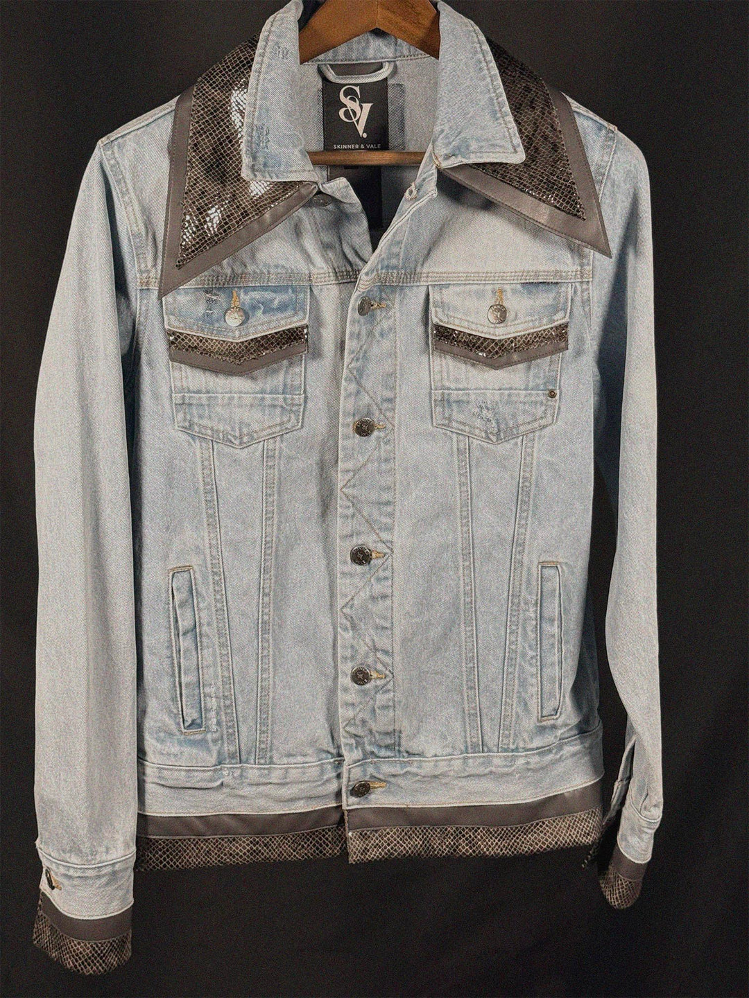 Grey Snake Light Blue Mens Denim Jacket - Medium