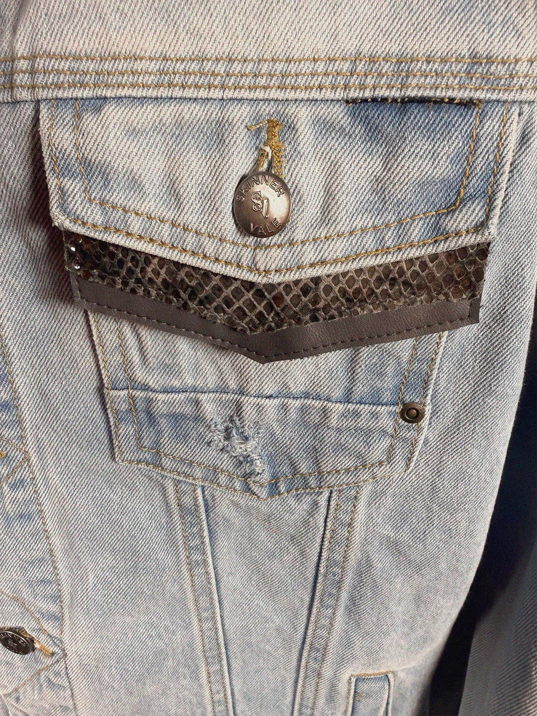 Grey Snake Light Blue Mens Denim Jacket - Medium