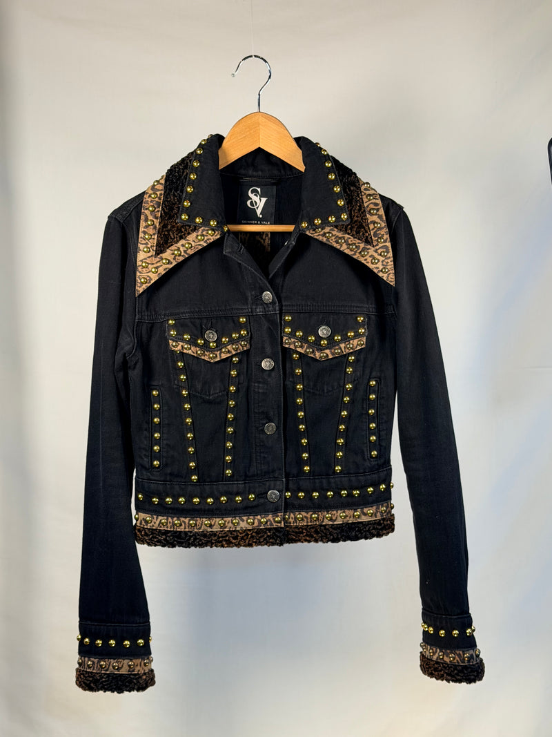 BETH Denim Jacket front view — Skinner & Vale upcycled denim jacket