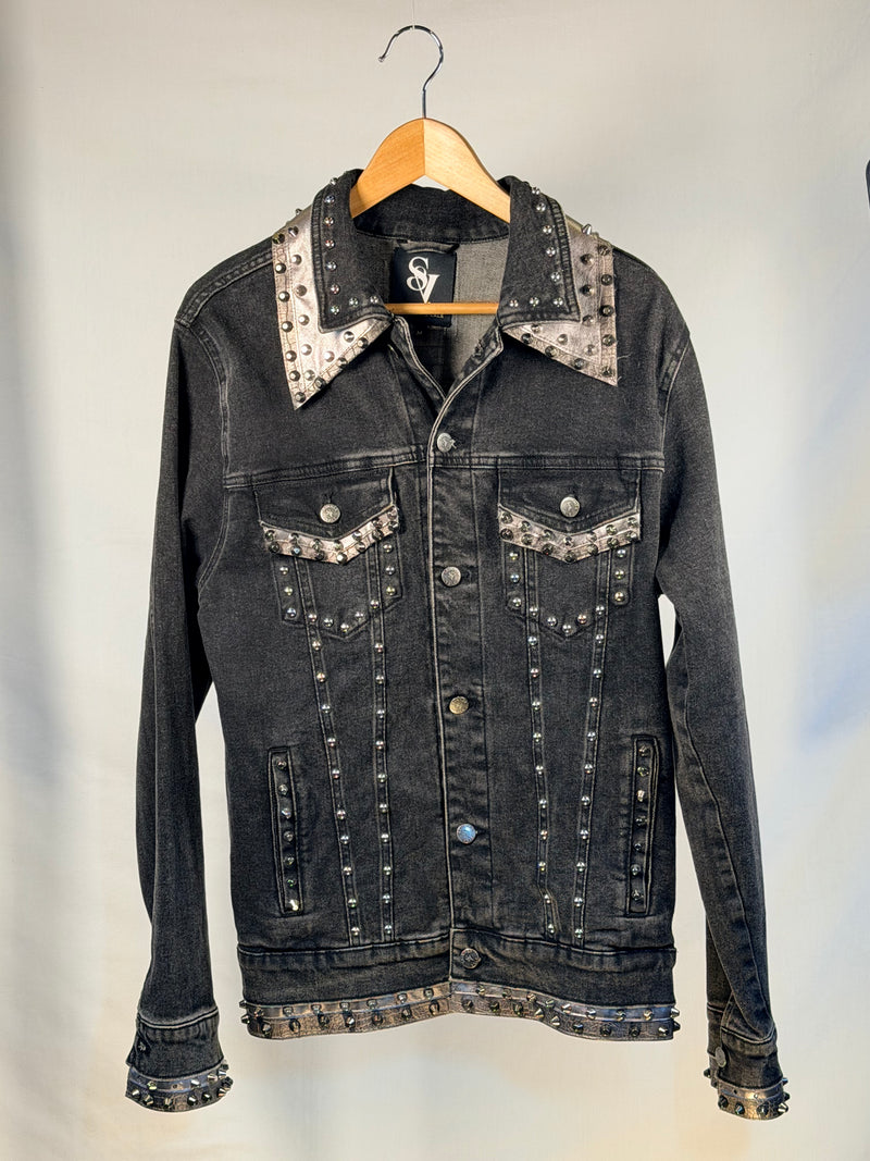 KANE Denim Jacket front view — Skinner & Vale upcycled denim jacket