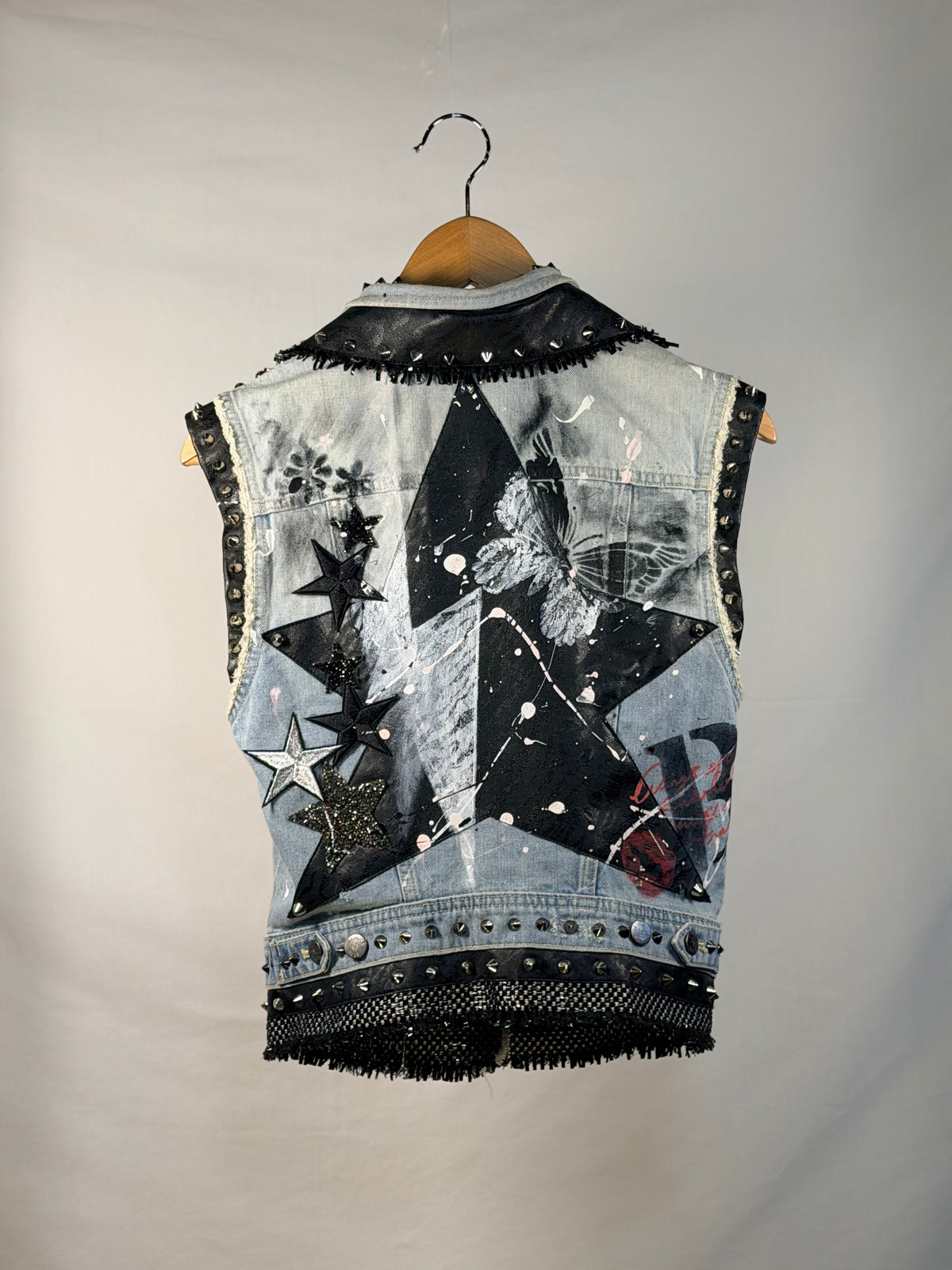 STAR Denim Gilet back view — Skinner & Vale upcycled denim gilet