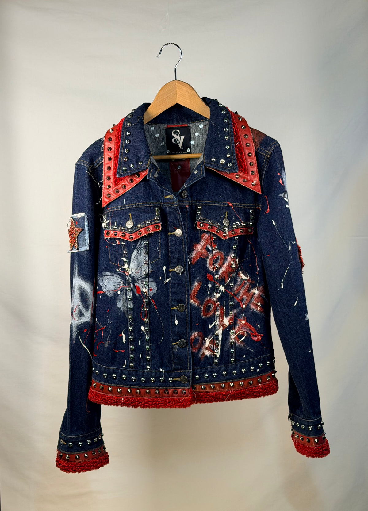 LIBBY Denim Jacket front view — Skinner & Vale upcycled denim jacket