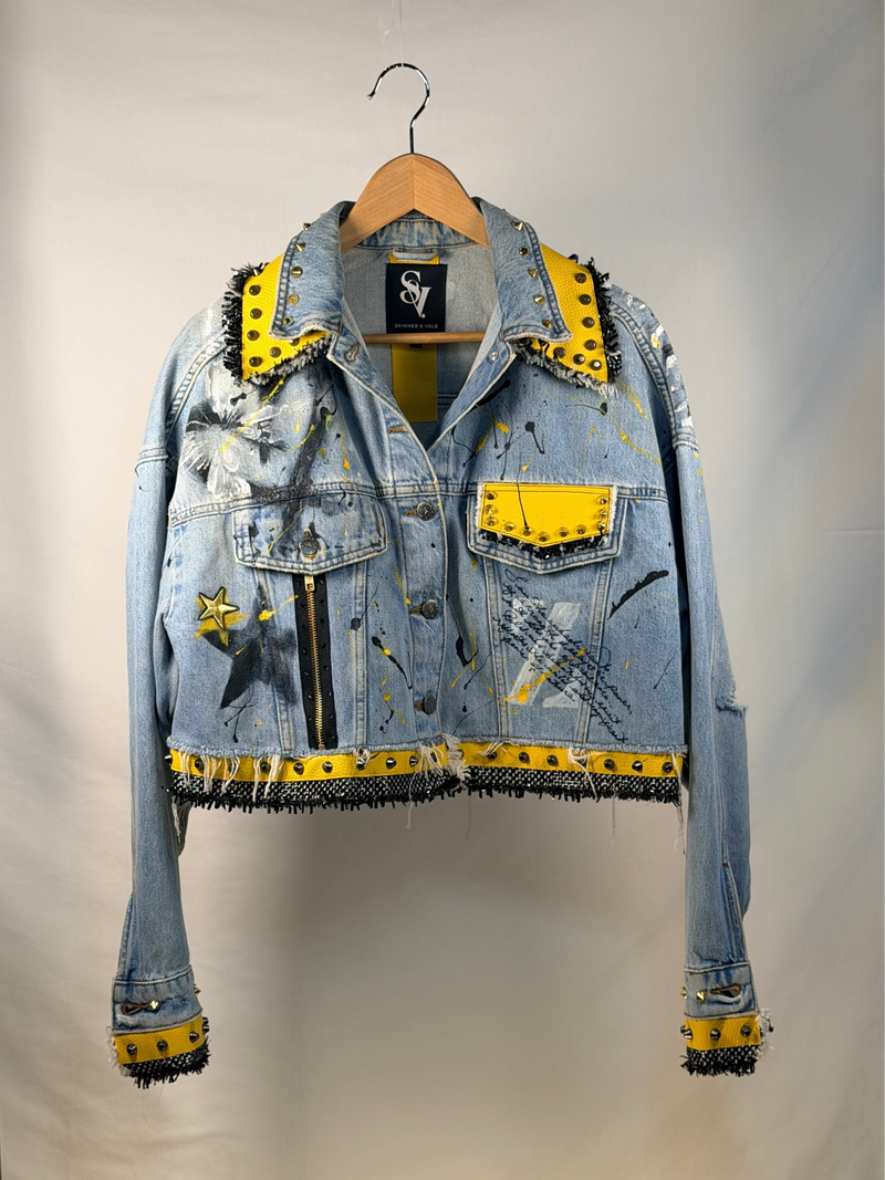 ZEBRA Denim Jacket front view — Skinner & Vale upcycled denim jacket