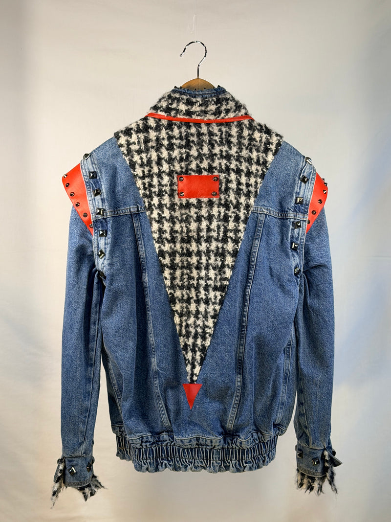 MJ Denim jacket back view — Skinner & Vale upcycled denim jacket