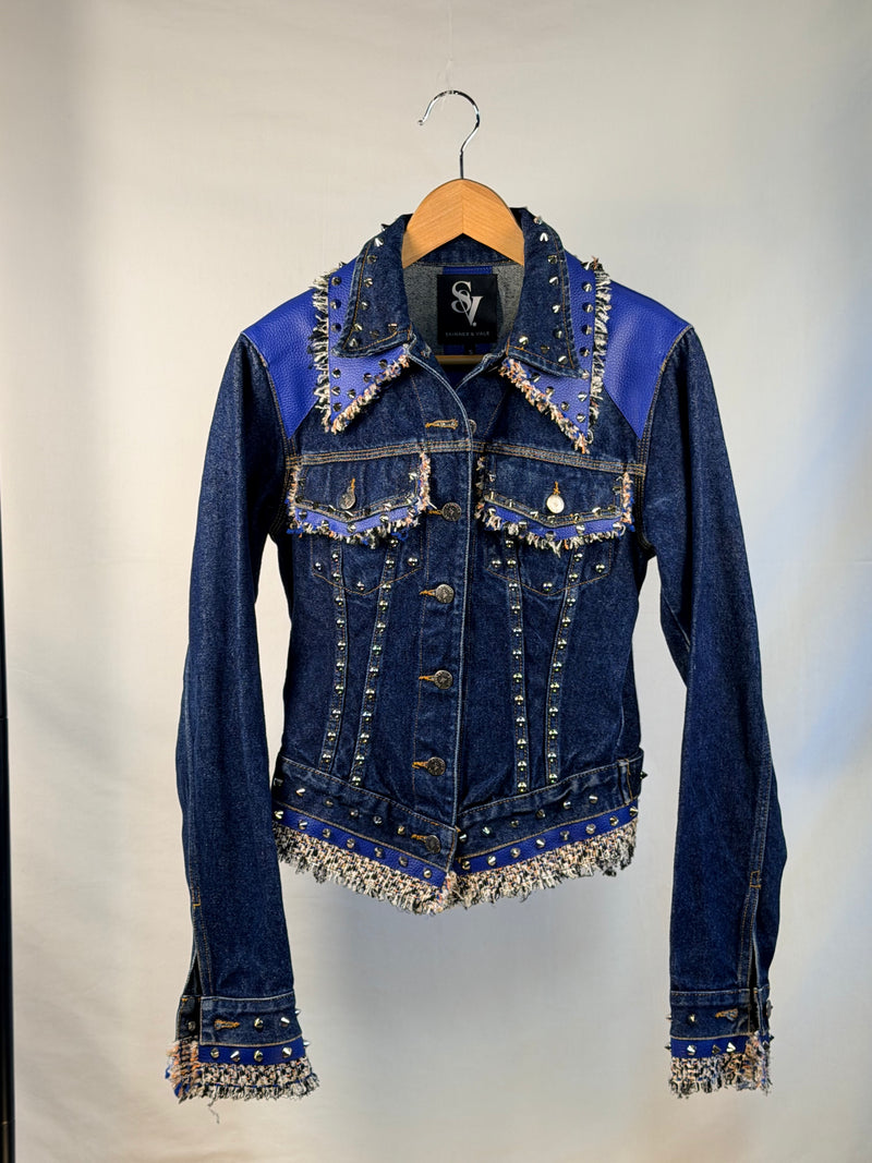 KATIE Denim Jacket front view — Skinner & Vale upcycled denim jacket