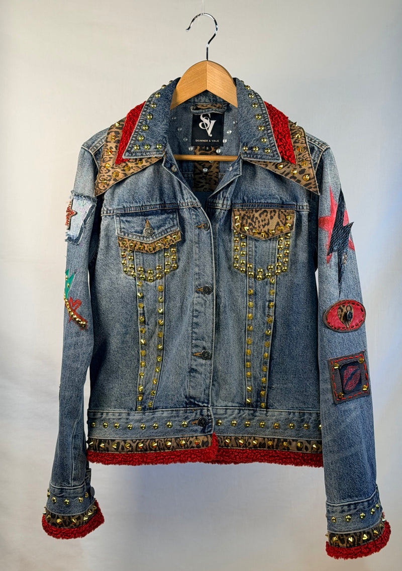 KARA Denim Jacket front view — Skinner & Vale upcycled denim jacket