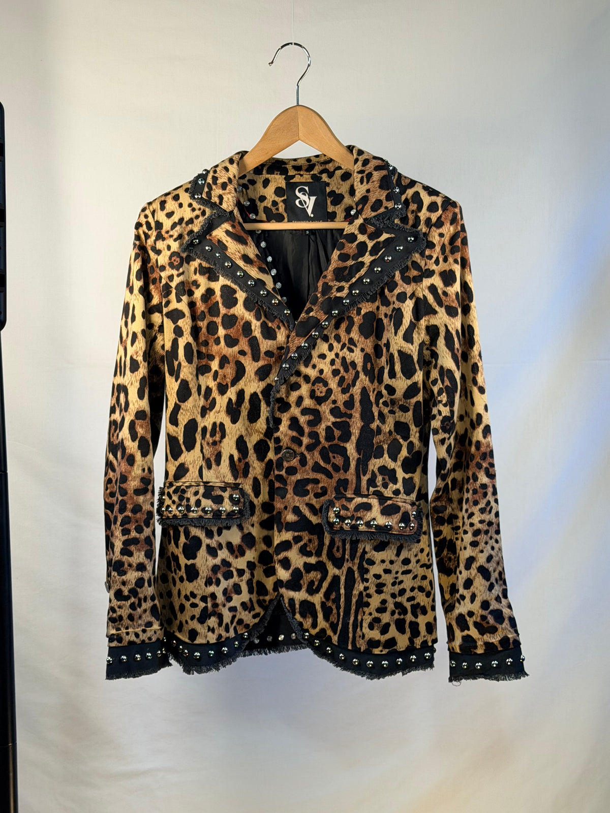 LEOPARD Lux Blazer front view — Skinner & Vale upcycled blazer