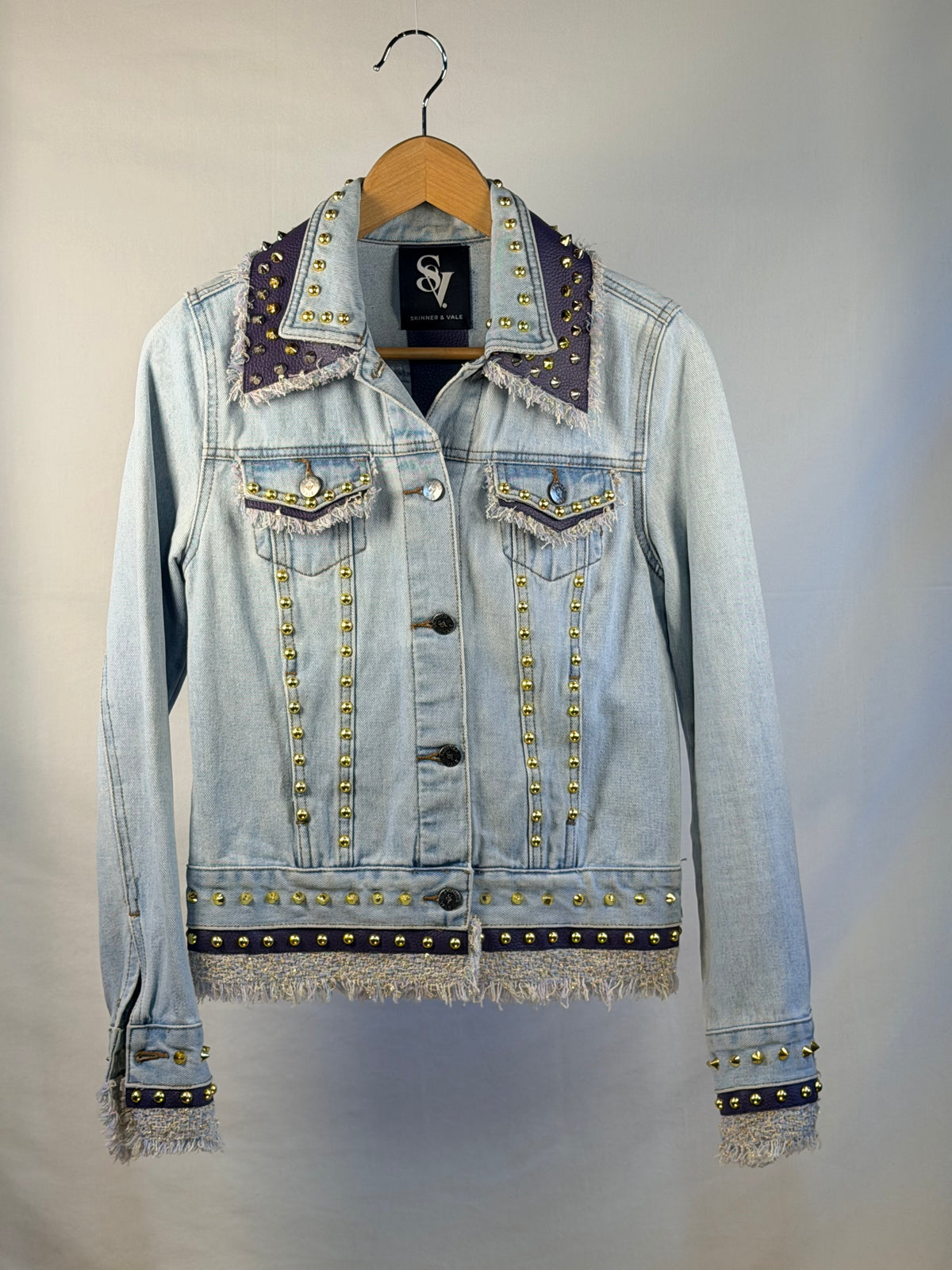MULBERRY Denim Jacket front view — Skinner & Vale upcycled denim jacket