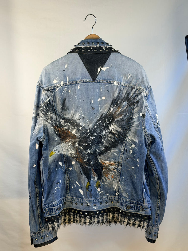 EAGLE Denim Jacket back view — Skinner & Vale upcycled denim jacket