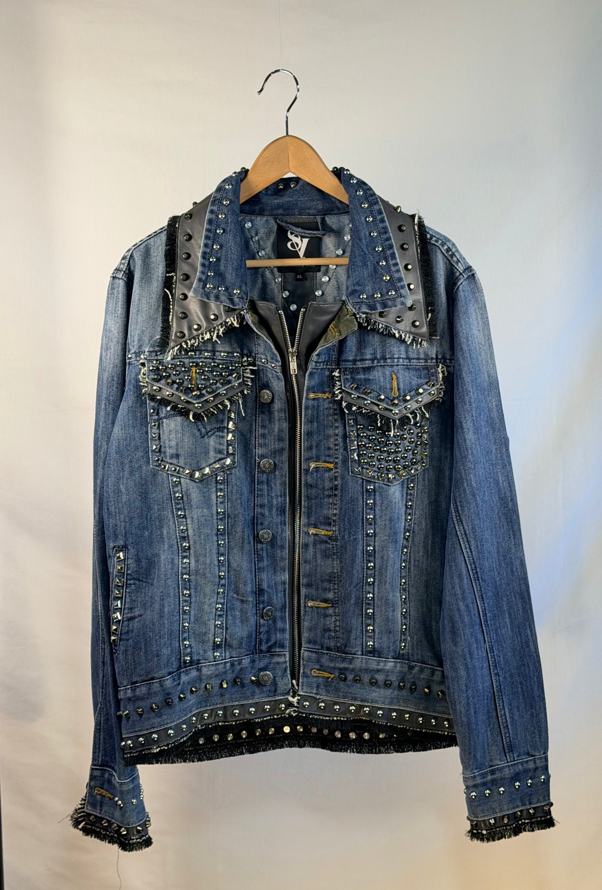 KASPER Denim Jacket front view — Skinner & Vale upcycled denim jacket
