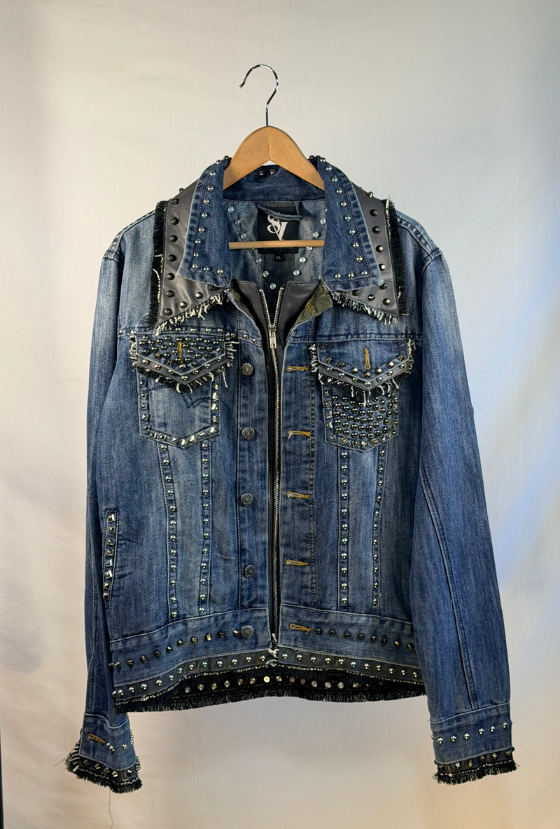 KASPER Denim Jacket front view — Skinner & Vale upcycled denim jacket