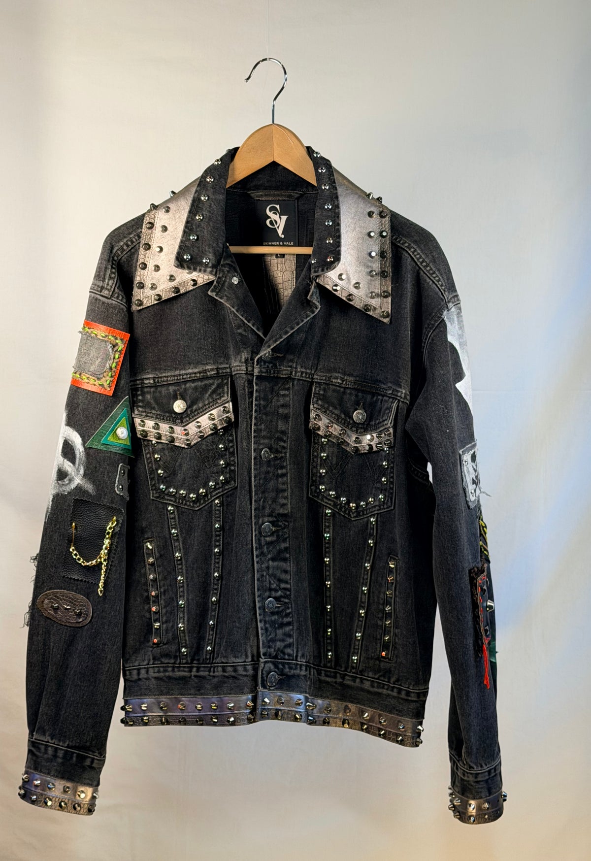 INBA Denim Jacket front view — Skinner & Vale upcycled denim jacket