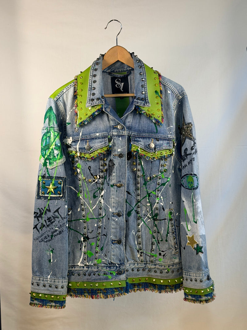 BAILEY Denim jacket front view — Skinner & Vale upcycled denim jacket