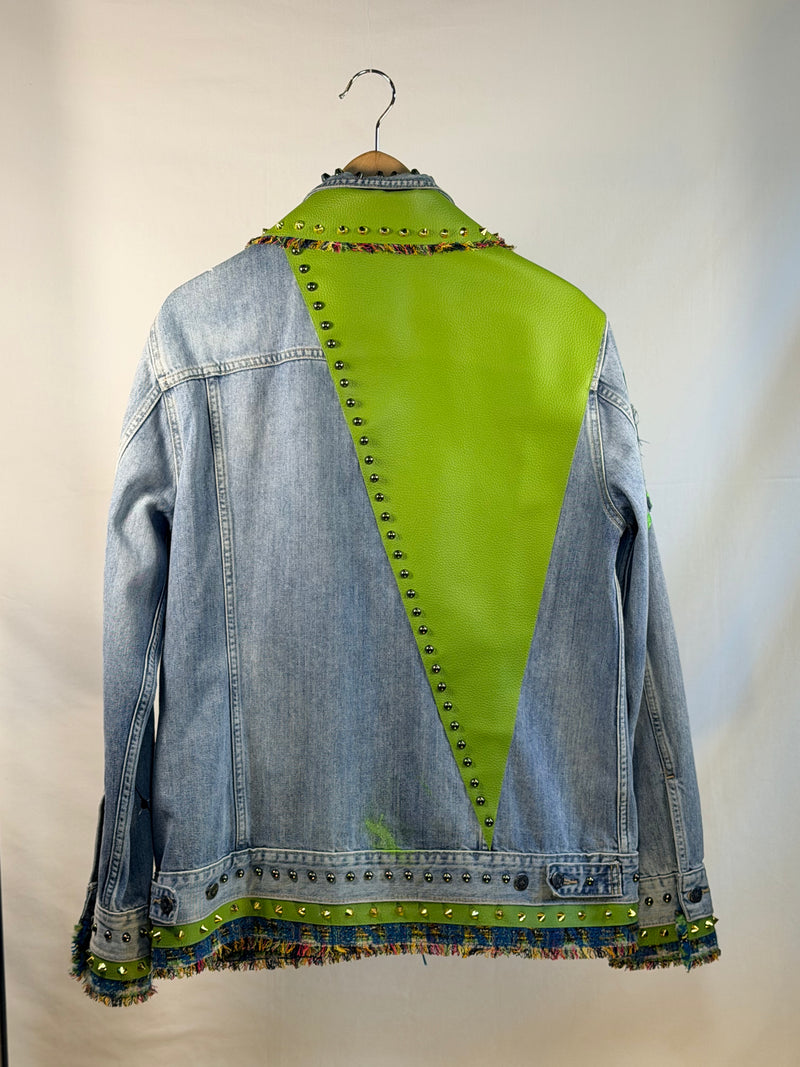 BAILEY Denim jacket back view — Skinner & Vale upcycled denim jacket