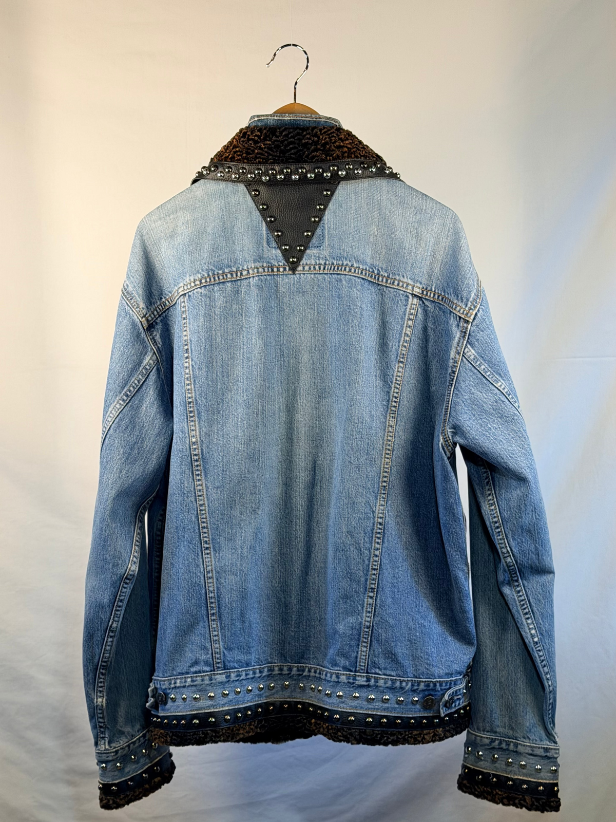 BEAR Denim Jacket back view — Skinner & Vale upcycled denim jacket