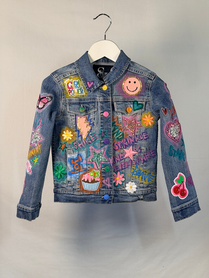 DREAM Girls Denim Jacket front view — Skinner & Vale upcycled denim jacket