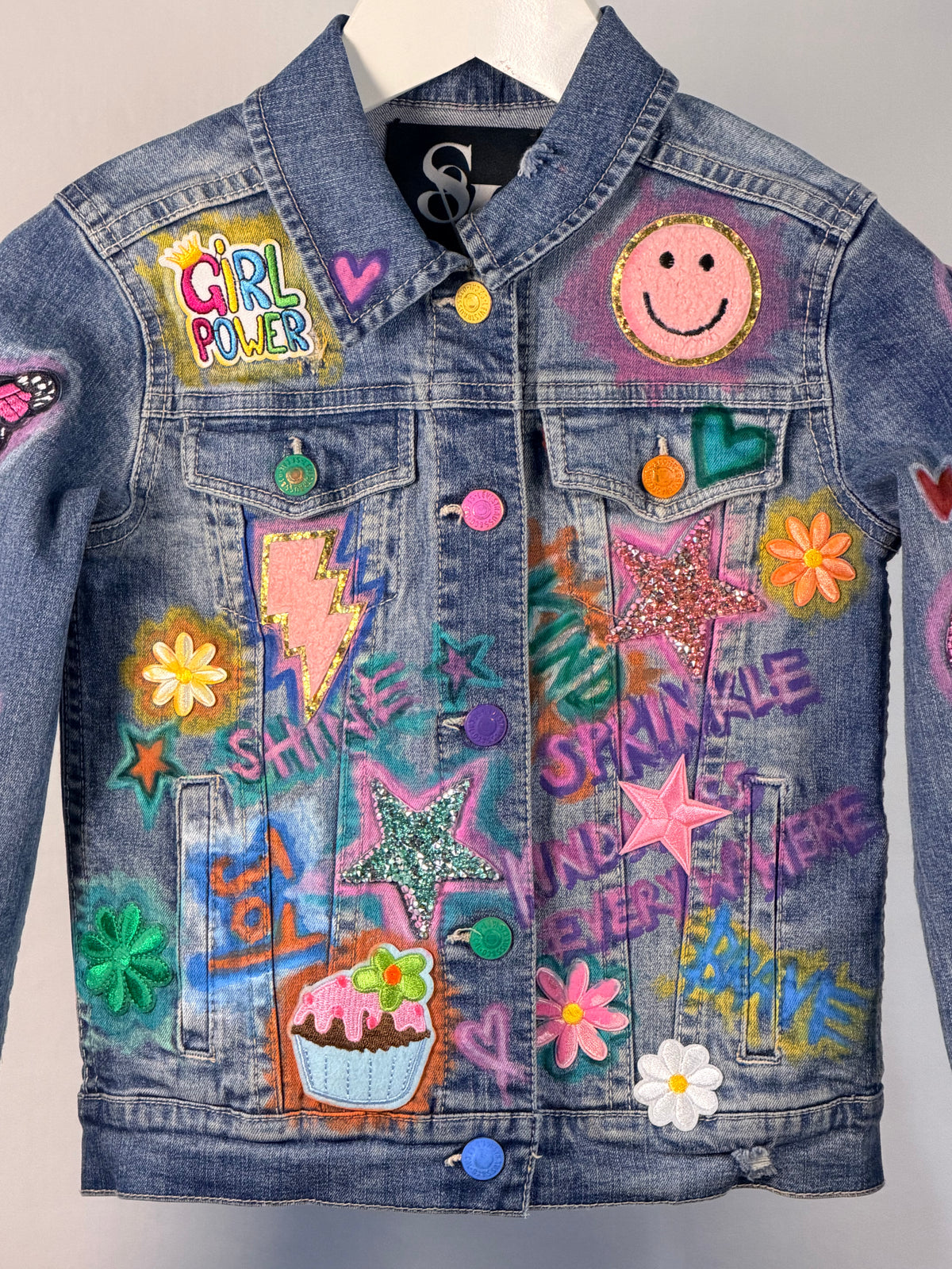 DREAM Girls Denim Jacket lifestyle — Skinner & Vale upcycled denim jacket