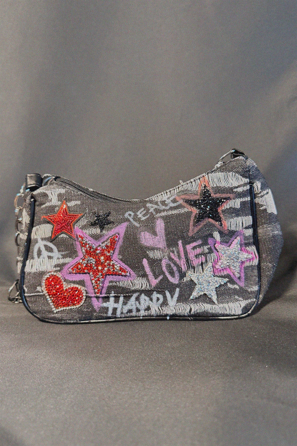 Late Night Bag front view — Skinner & Vale upcycled denim jacket