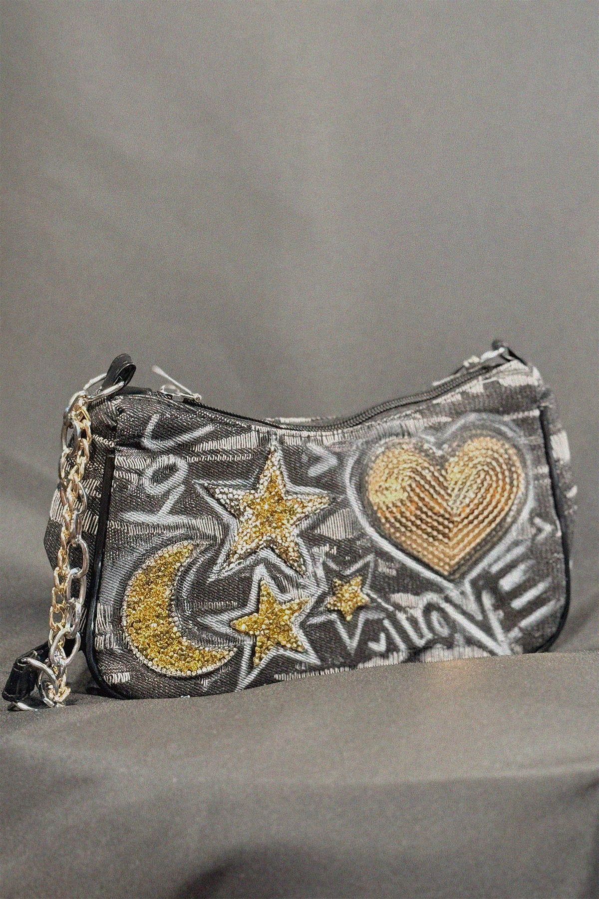 Lucky Star Bag back view — Skinner & Vale upcycled denim jacket