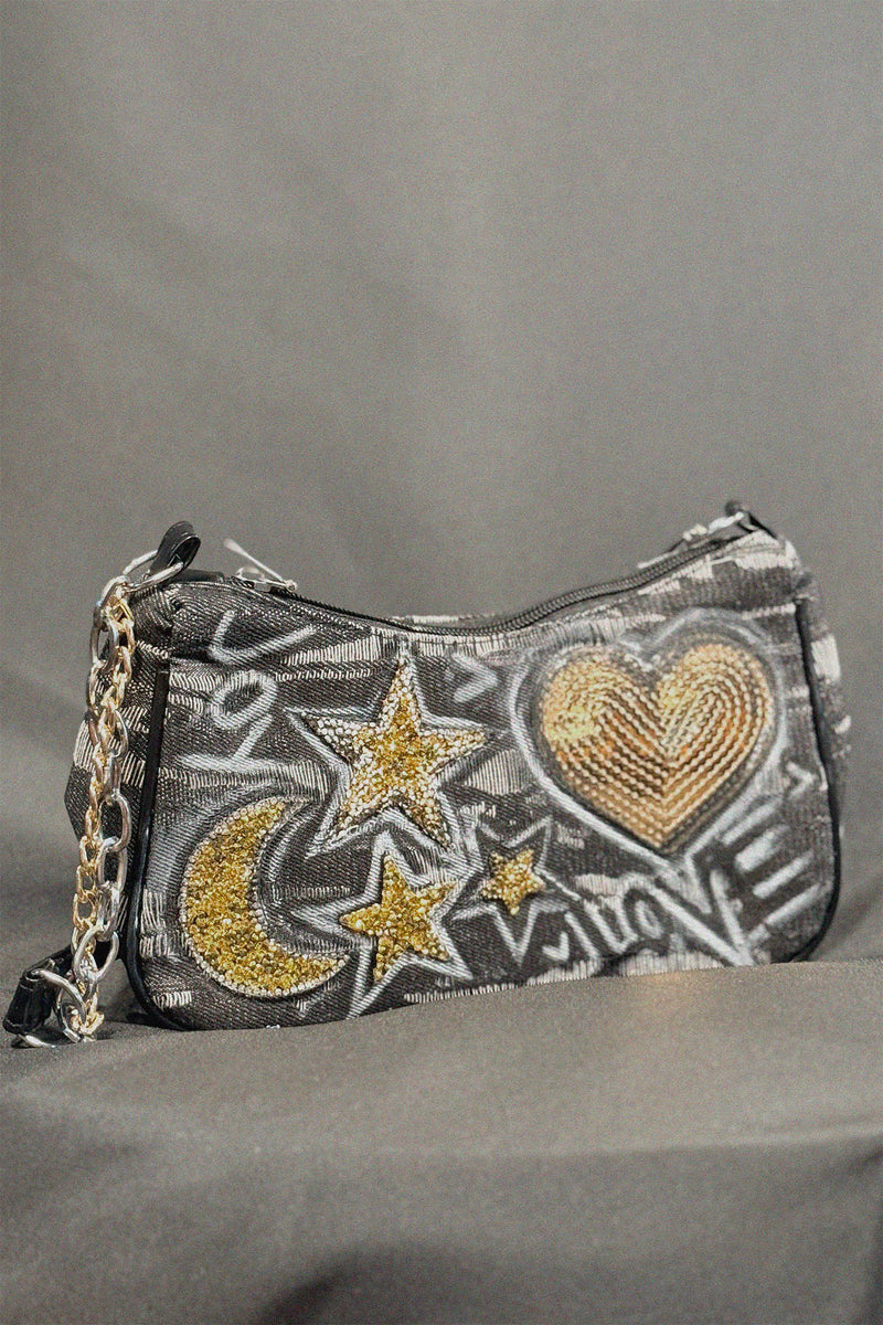 Lucky Star Bag back view — Skinner & Vale upcycled denim jacket