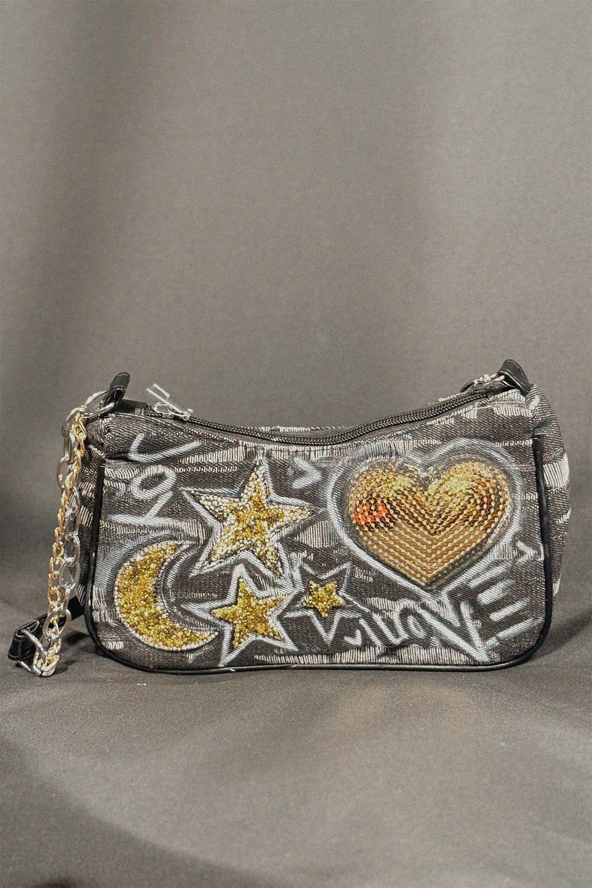 Lucky Star Bag front view — Skinner & Vale upcycled denim jacket