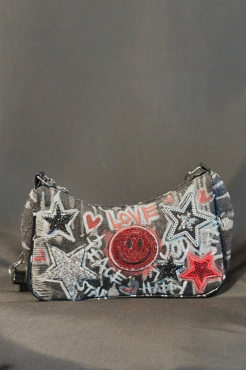 No Filter Bag front view — Skinner & Vale upcycled denim jacket