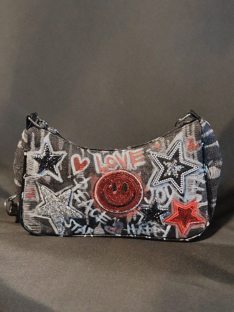 No Filter Bag back view — Skinner & Vale upcycled denim jacket