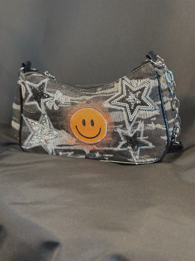 No Rules Bag back view — Skinner & Vale upcycled denim jacket