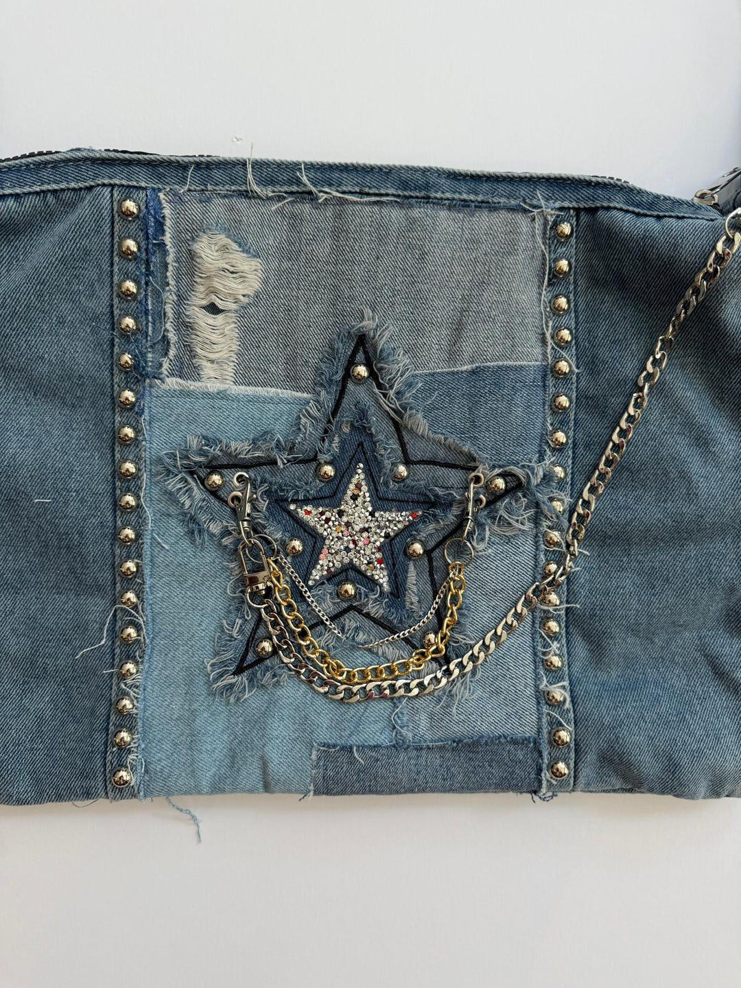 Rock-Star Denim Patch Bag