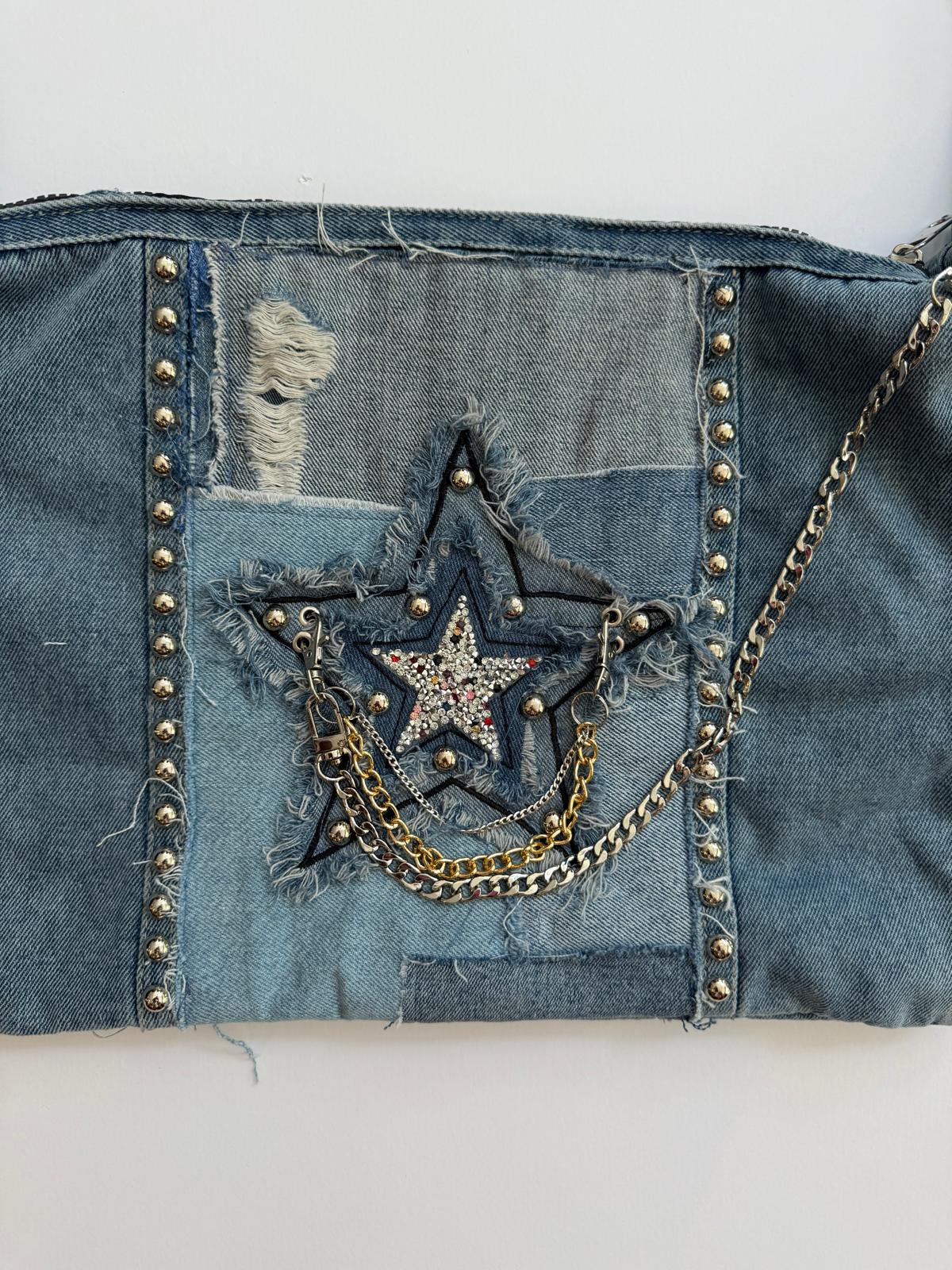 Rock-Star Denim Patch Bag