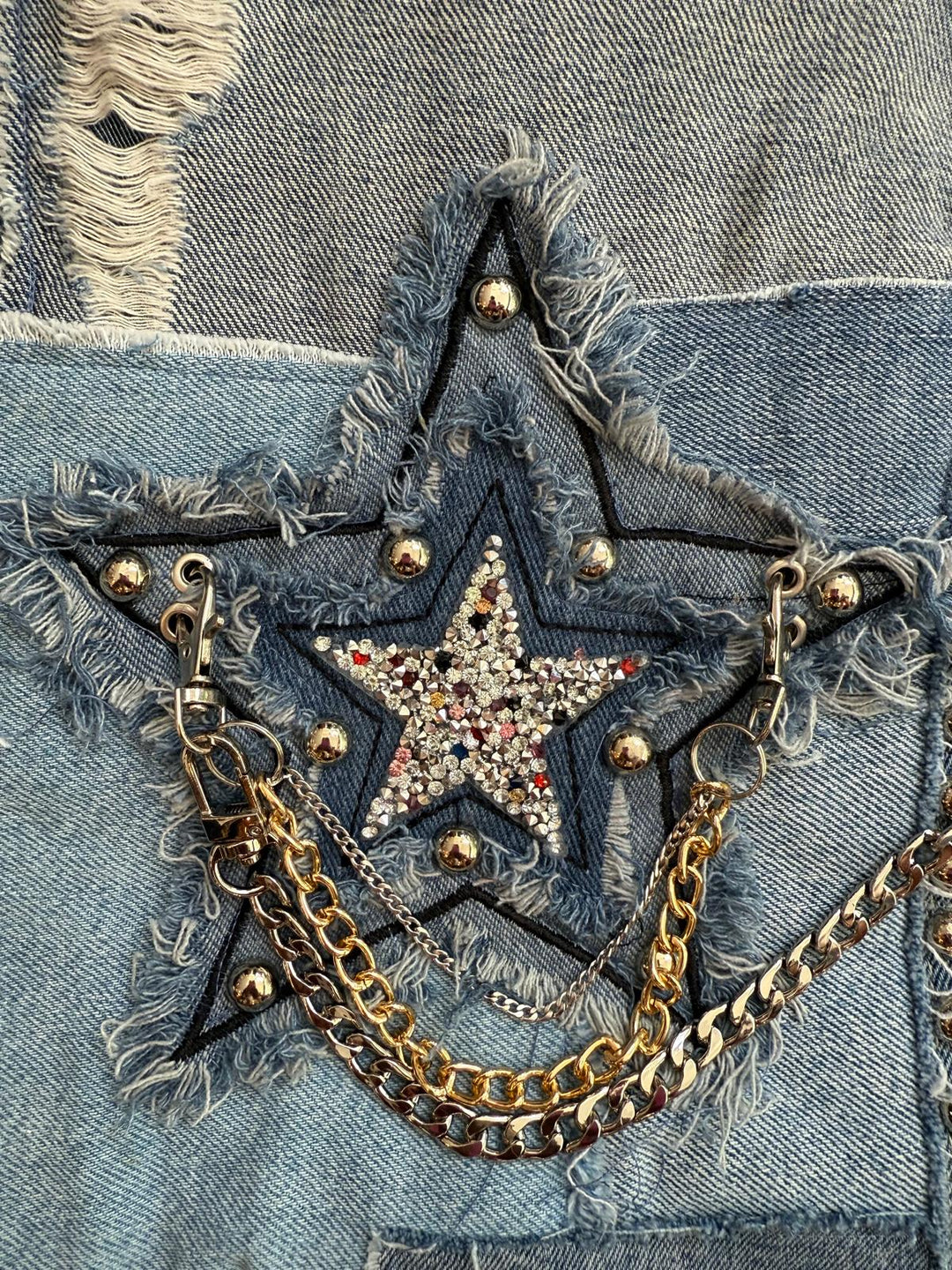 Rock-Star Denim Patch Bag
