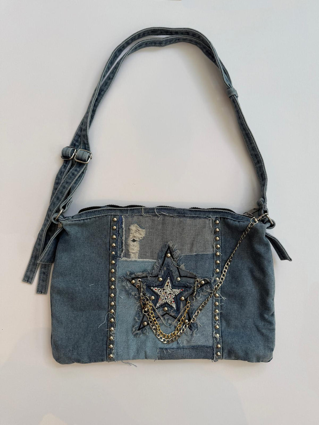 Rock-Star Denim Patch Bag