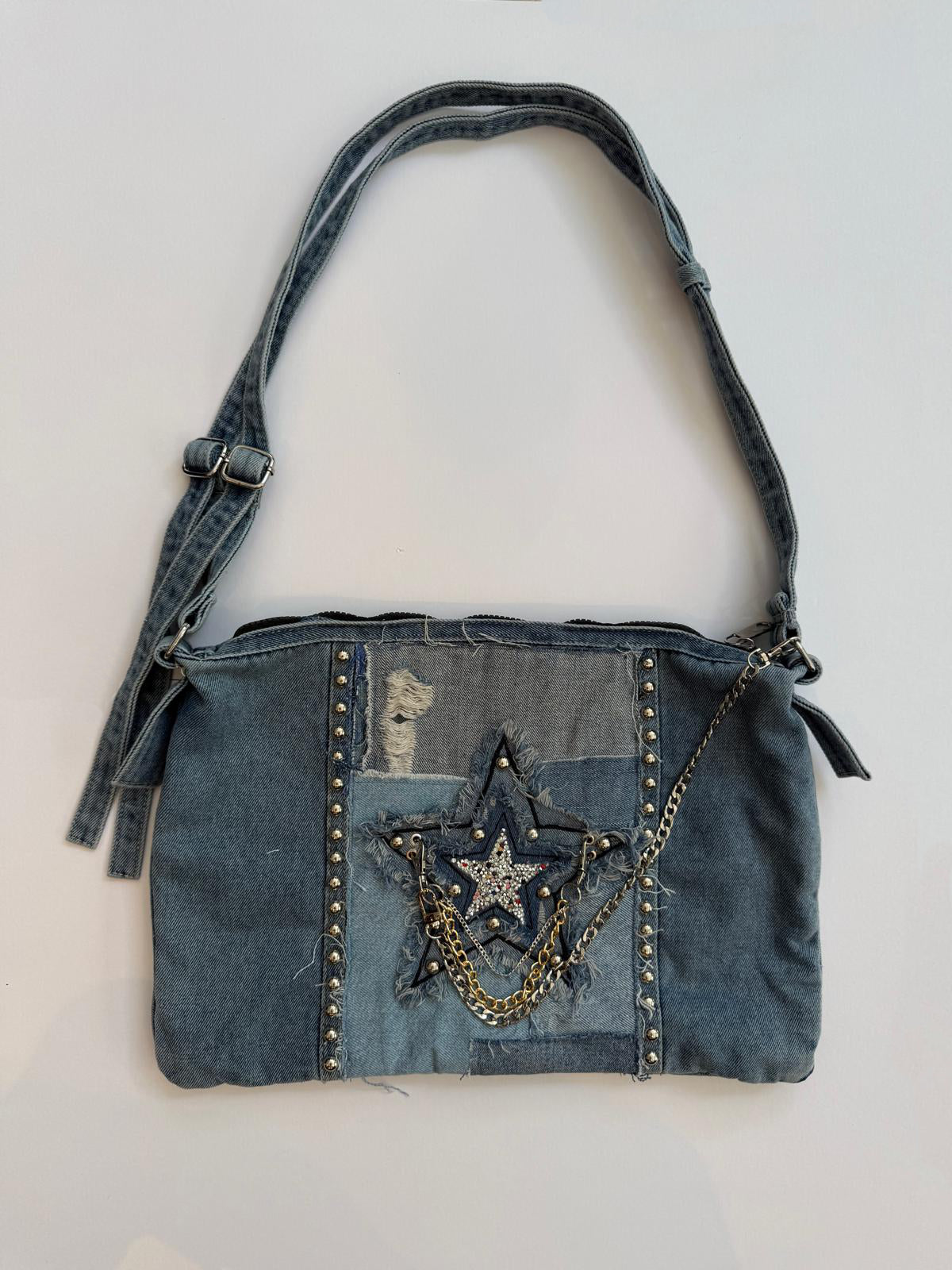 Rock-Star Denim Patch Bag