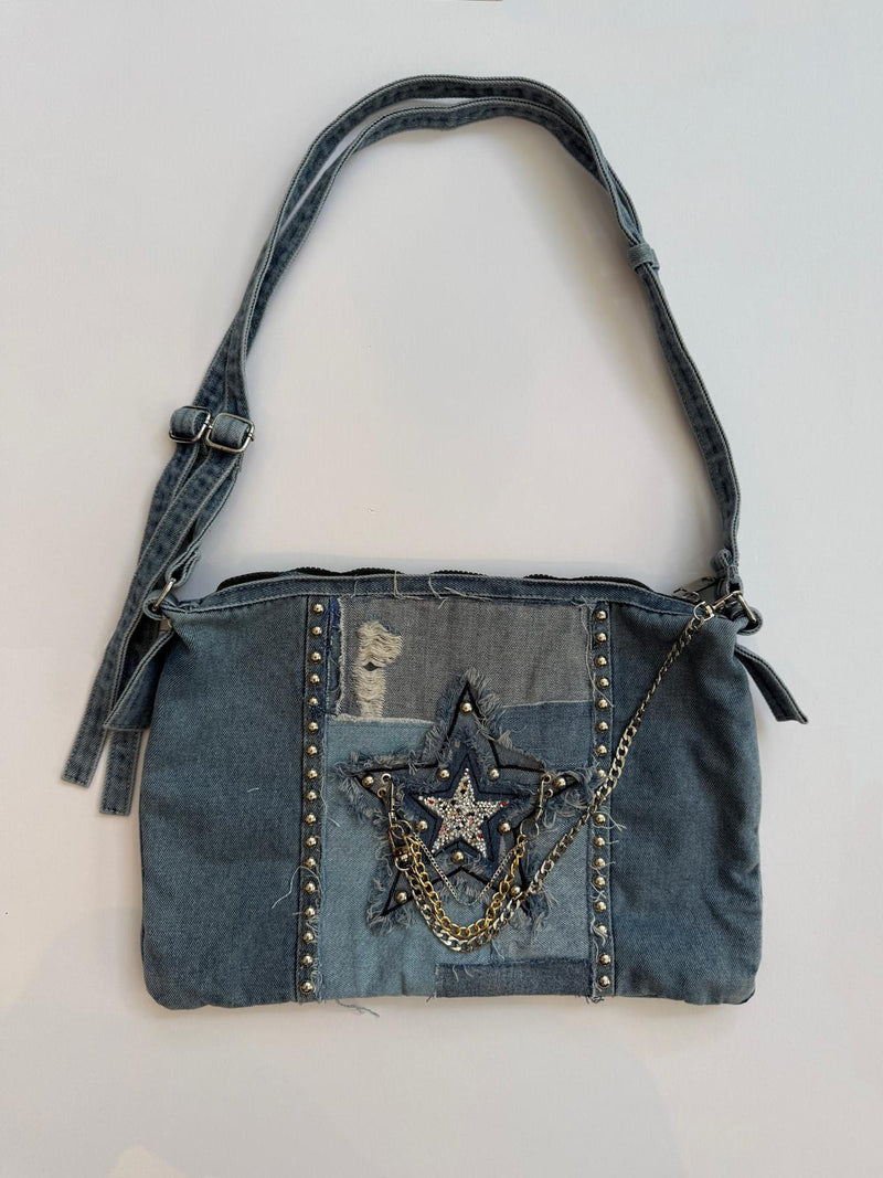 Rock-Star Denim Patch Bag