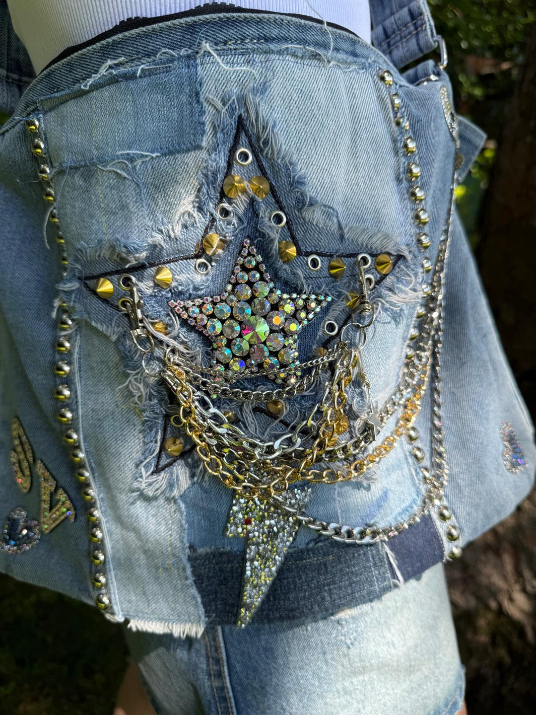Rock-Star Lightning Denim Patch Bag