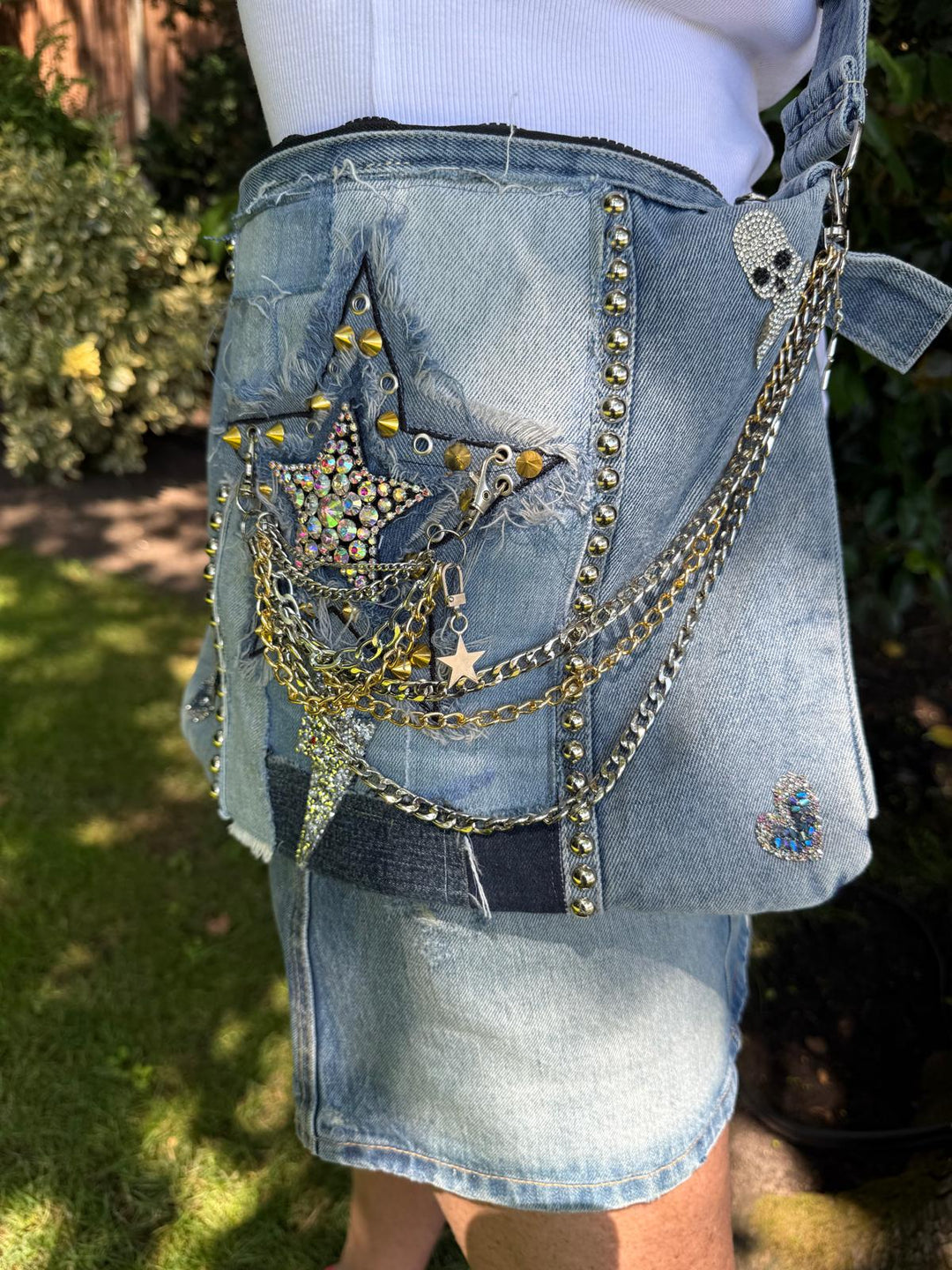 Rock-Star Lightning Denim Patch Bag