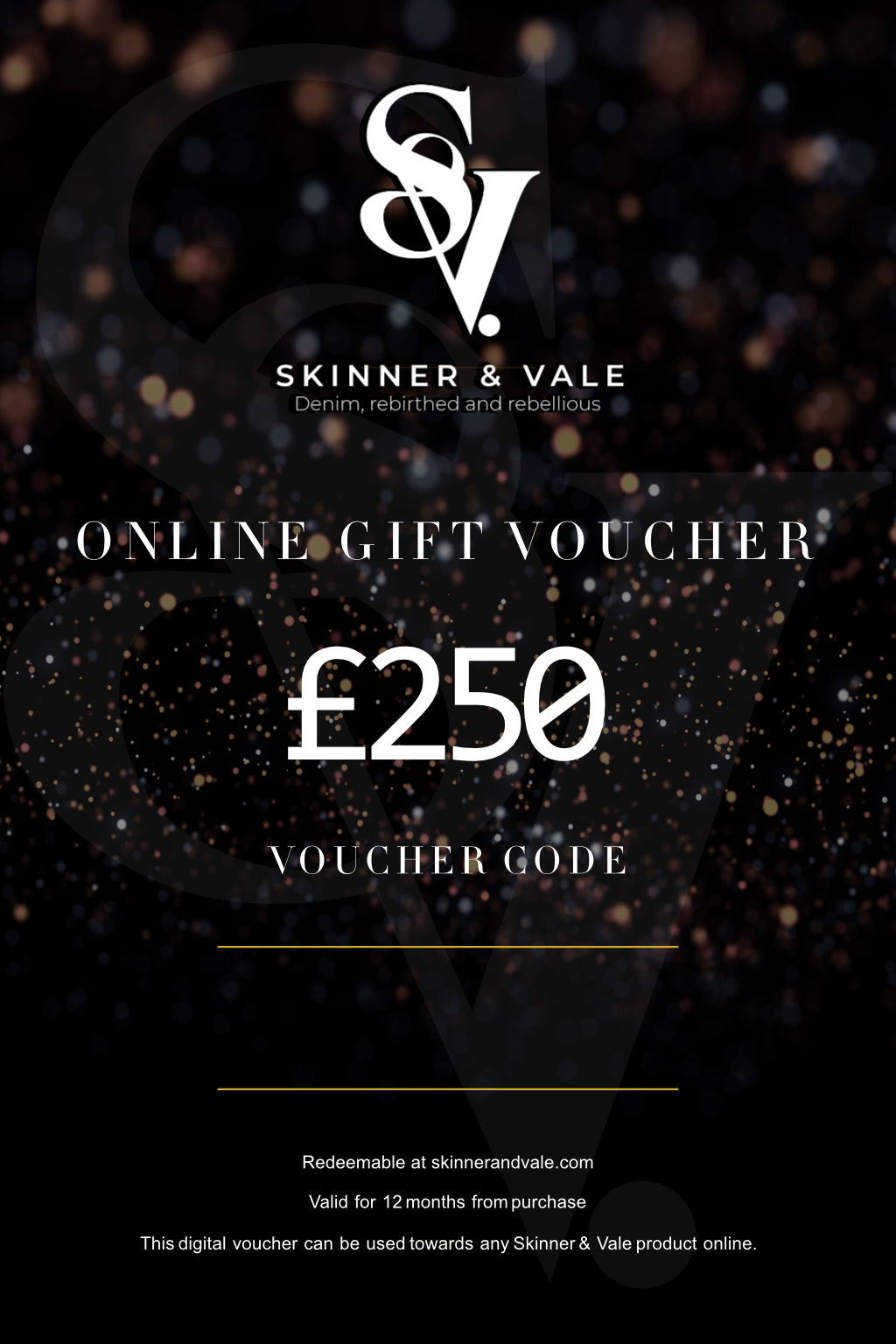 Skinner & Vale Online Gift Vouchers front view — Skinner & Vale upcycled denim jacket