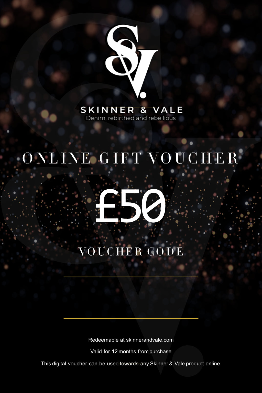 Skinner & Vale Online Gift Vouchers front view — Skinner & Vale upcycled denim jacket