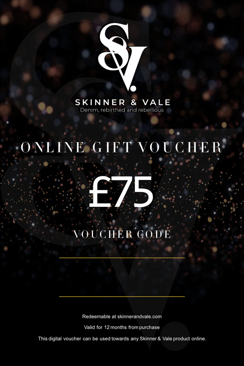 Skinner & Vale Online Gift Vouchers back view — Skinner & Vale upcycled denim jacket