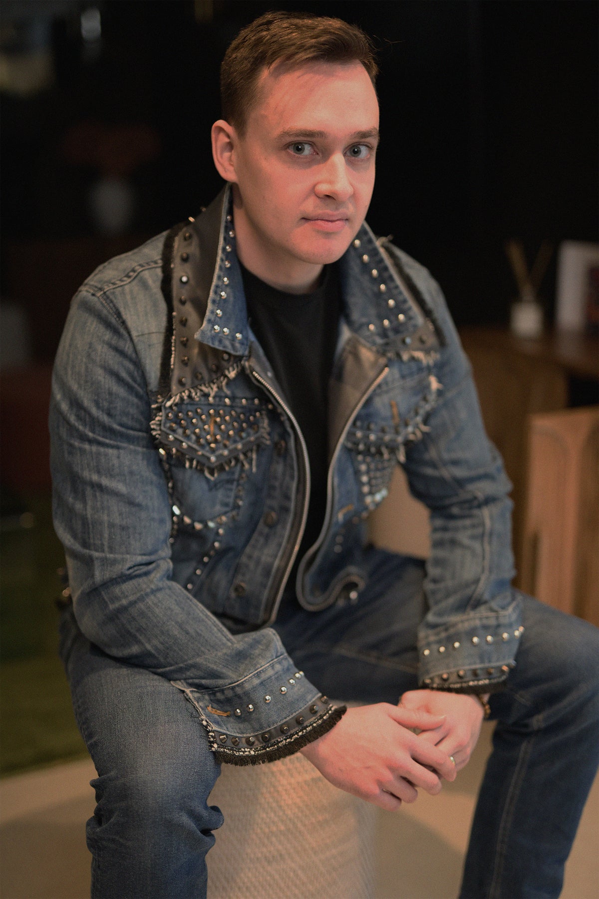 KASPER Denim Jacket lifestyle — Skinner & Vale upcycled denim jacket