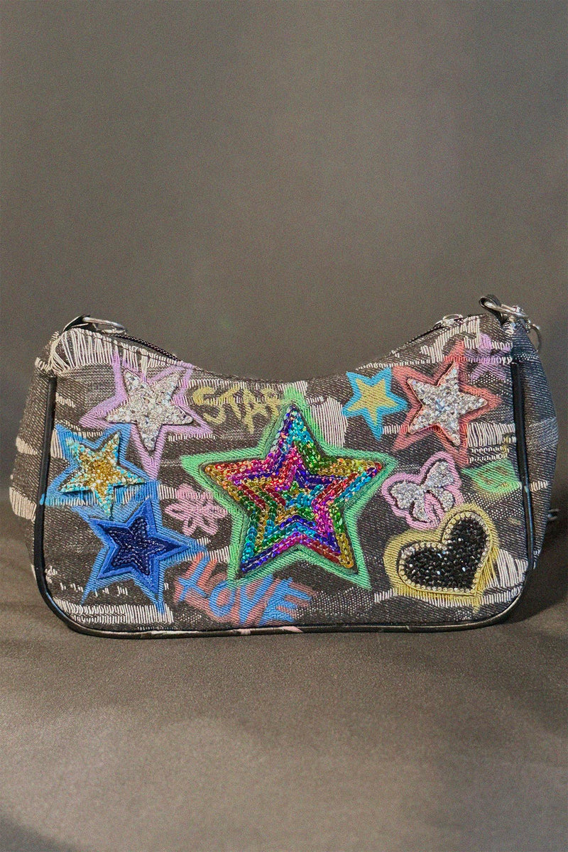 Star Breaker Bag front view — Skinner & Vale upcycled denim jacket