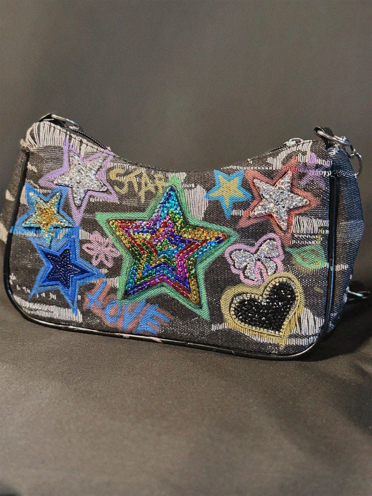 Star Breaker Bag back view — Skinner & Vale upcycled denim jacket