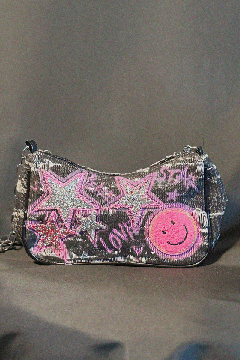 Sweet Nothing Bag front view — Skinner & Vale upcycled denim jacket