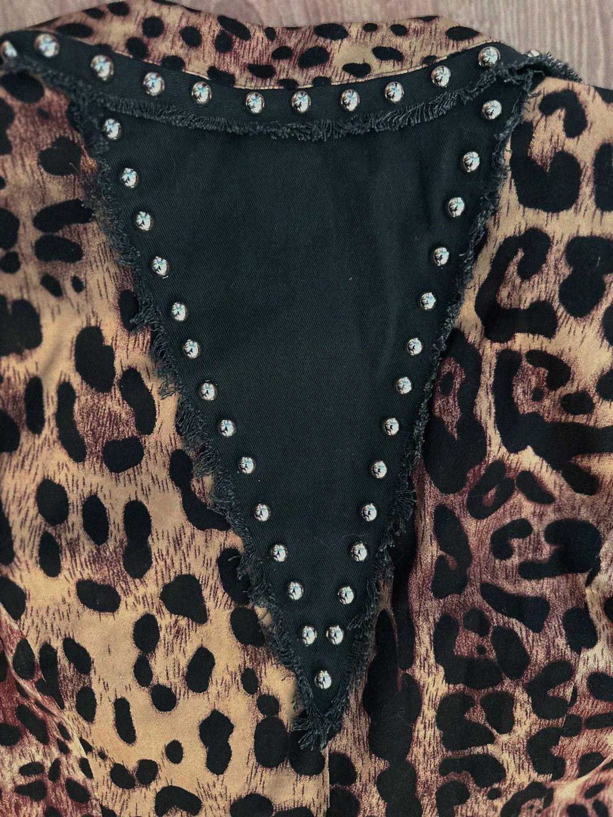 LEOPARD Lux Blazer close-up detail — Skinner & Vale upcycled blazer